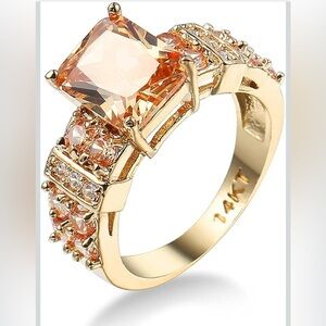 CITRINE RING SIZE 6 14K GOLD PLATED